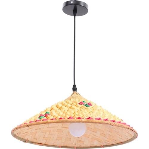 Retro Rattan Chandelier Handmade Lamp Cover Hanging Lamp Shade For Bar Cafe Restaurant Lounge Decoration