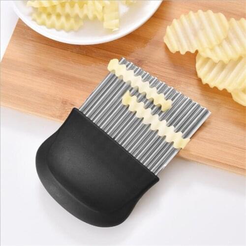 French Fries Cutter Stainless Steel Serrated Blade Easy Slicing Cut Vegetable Fruit Tool Wave Knife Chopper Knife Accessorie