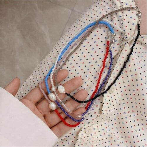 Romantic Pearl Flower Pendant Necklaces for Female Crystal Geometry Multilayered Chain Necklace Party Jewelry Accessories Gift