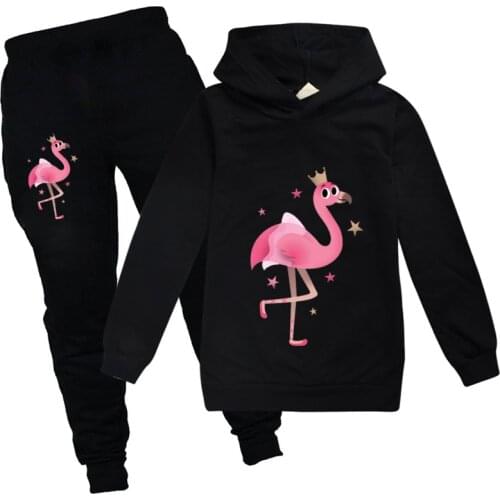 Flamingo Print Christmas Outfit Cute Cartoon Casual Tees Harajuku Oversized Kawaii Animal Baby Girl Winter Clothes Sets