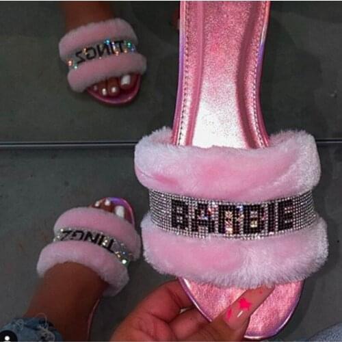 Autumn /winter new flip flop home rhinestone sandals fashion wear slippers female flat bottom word drag beach sandals female