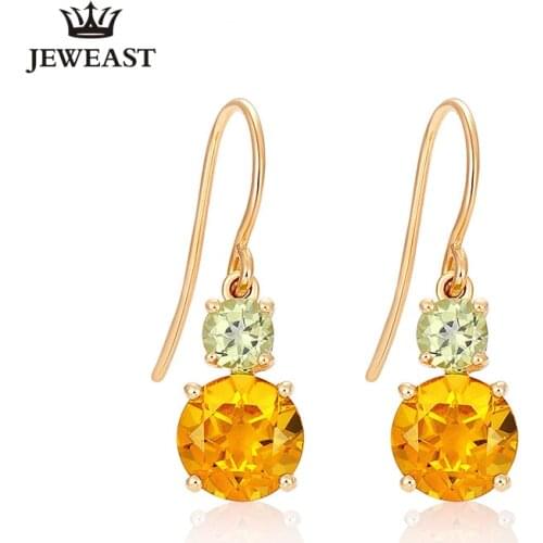 ENZOZB Natural citrine/Peridot 18K Pure Gold Earring Real AU 750 Solid Gold Earrings Diamond Trendy Jewelry Hot Sell New 2020