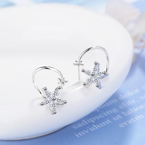 YH-ZL 925 Sterling Silver Butterfly Star Flower CZ Zircon Stud Earrings pendientes oorbellen boucle d'oreille Gift