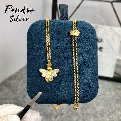 Fashion Charm Sterling Silver Copy 1:1 Copy,Adjustable Necklace With Bumble Bee Pendant Women Jewelry Gift With Logo