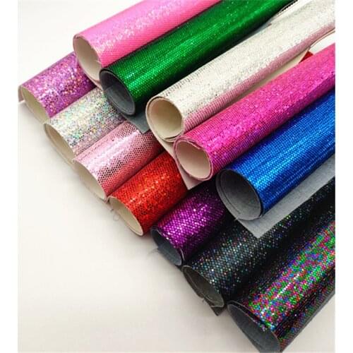 A4 size 20*33CM synthetic thin shiny gliltter sheet leather fabric for bow and bag