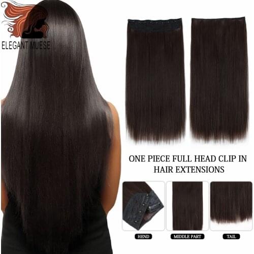 Clip In Hair Extension 22"inch 130g Womens Straight Hairpiece 5 Clips Synthetic Hairpiece High Temperature Fiber False Hair