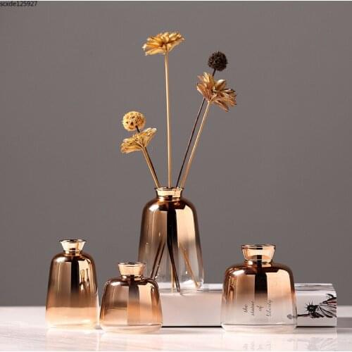 Creative Electroplating Glass Vase Gradient Color Flower Arrangement Container Household Hydroponic Flower Vase Table Table Deco