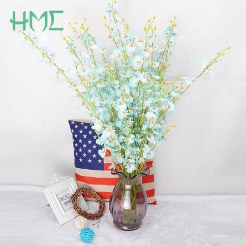 Dance Orchid Artificial Flowers Branches Bouquet Grass Fake Leaf Wedding Decoration accessory Fleur Artificielle Flore