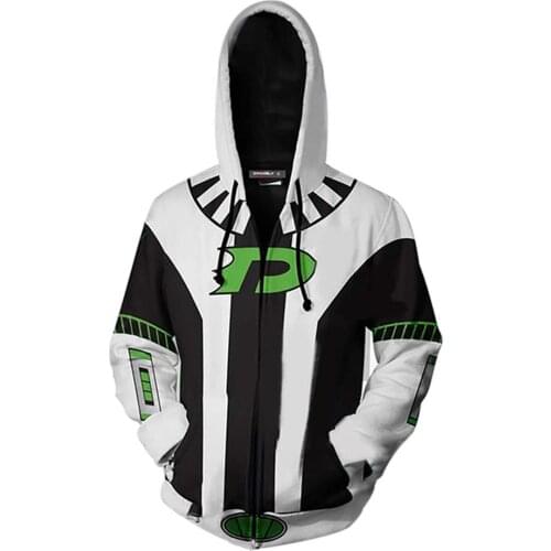 Danny Phantom Cosplay Hoodie 3D Printed Sweatshirt Adult Casual Streetwear Zip Up Jacket Coat