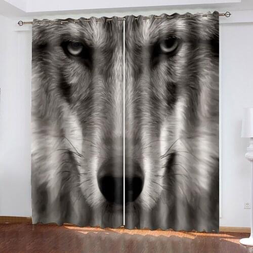 High quality custom 3d curtain fabric grey animal curtains 3D Window Curtain For Living Room office Bedroom Decoration curtains
