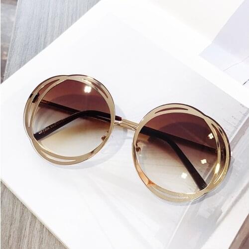 Vintage Round women sunglasses 2020 Trendy Brand Rimless Oversized Frame Female Shades fashion Gradient Shades glasses