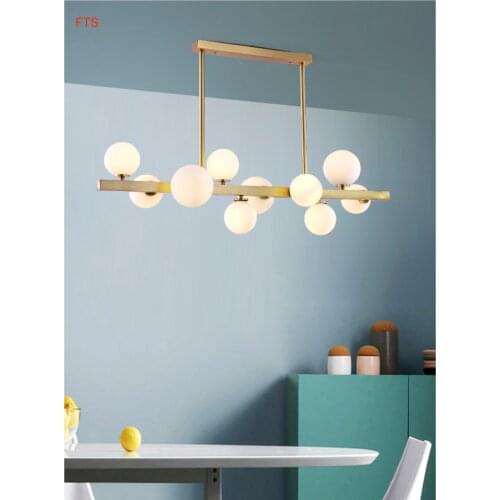 Postmodern golden crossbar chandelier simple Nordic creative living room lamp personality restaurant bar designer long lamp