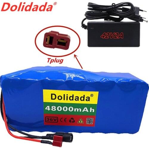 100% Original 36V 48Ah 18650 Li ion Battery pack High Power Balance 36V48000mah Motorcycle Electric Bicycle Scooter BMS+Charger
