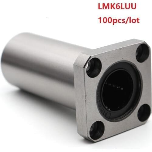 100pcs/lot LMK6LUU Long Type Rectangular Flange Linear Bearing CNC Linear Bush for 3D printer parts