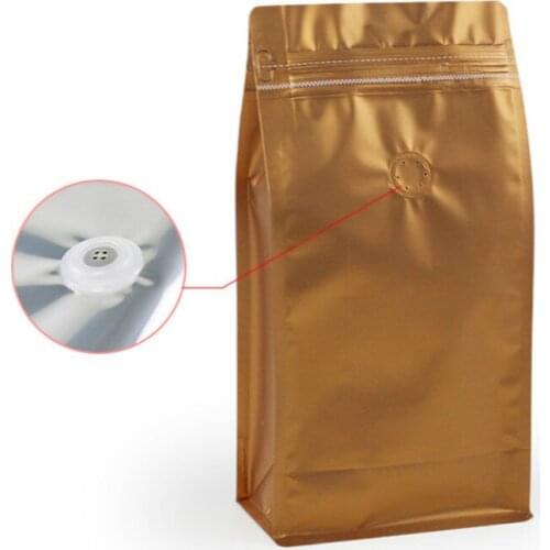 100pcs Golden one pound coffee bean packaging bag matte aluminized octagonal sealing bags side zipper package