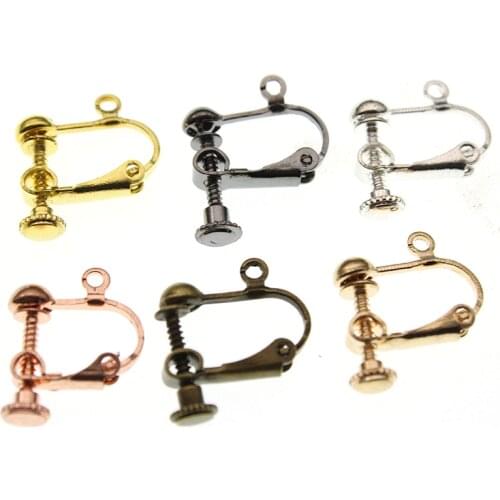 20pcs/lot 16mm Round Head Screw Ear Clip DIY Handmade Clip On Earrings Parts No Pierced Ear Clips Jewelry Making Findings