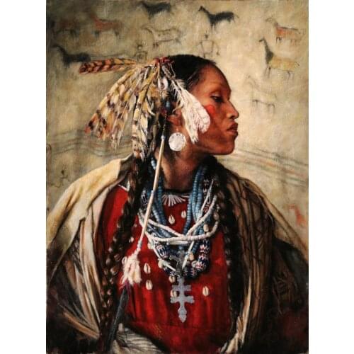 5D DIY Diamond Painting Indian Woman Feather Full Drill Embroidery Cross Stitch Mosaic Craft Kit Home Decor Christmas Gift