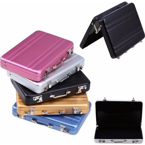Mini Aluminum Storage Box Business ID Credit Card Holder Small Suitcase Bank Card Box Holder Jewelry Case Organizer