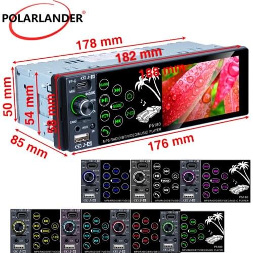 Car Radio 1 DIN Subwoofer Output IPS Screen Full Touch Multi-Language MP5 3.8 Inch FM Bluetooth Color Backlight TP-C Interface