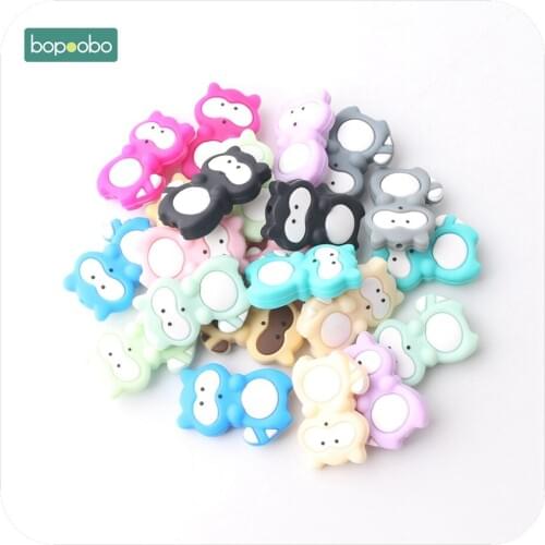 Bopoobo 20pc Siilicone Mini Raccoon Beads Food Grade Silicone DIY Teething Necklace Baby Gifts Pacifier Accessories Baby Teether
