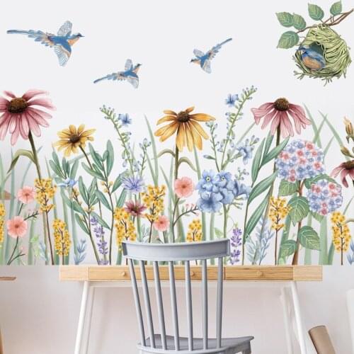99*57cm Flowers Wall Stickers for Home Decor Birds Nest sticker for Living Room Bedroom Wall Skirting Decoration PVC Wallpapers