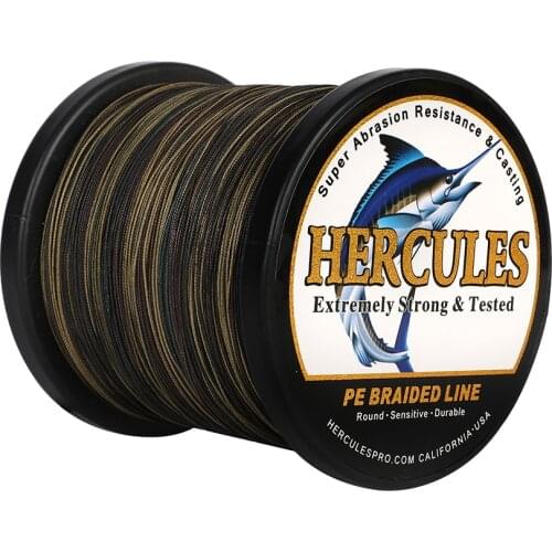 Hercules Fishing Line 12 Strands Multifilament 15-60LB PE Braided Line 300M 500M 1000M Super Strong Carp Fishing Cord Sinking