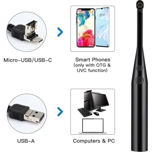 Intraoral Dental Camera Endoscope Oral Dental 720P HD Camera Adjustable 6 LED Light IP67 USB Tooth Camera for PC Laptop Computer