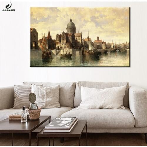 JHLJIAJUN Oil Canvas Painting Building Classical HD Wall Art Modular Print And Poster For Bedroom Dining Living Home Decor