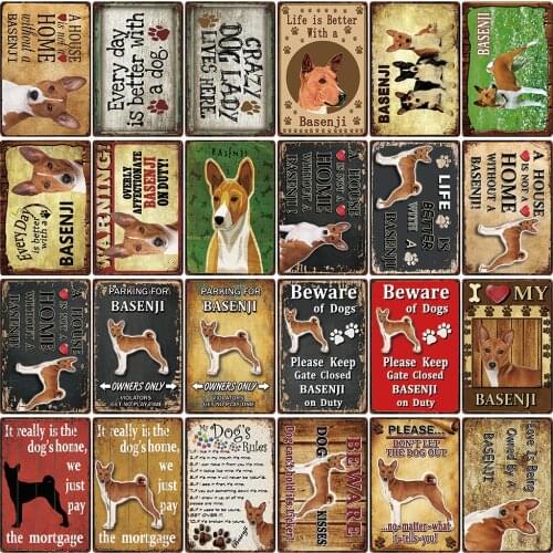 [ Kelly66 ] Pets Warning Dogs Rule Life Is Better With A Basenji Metal Sign Home Decor Bar Wall Art Painting 20*30 CM Size DG-23