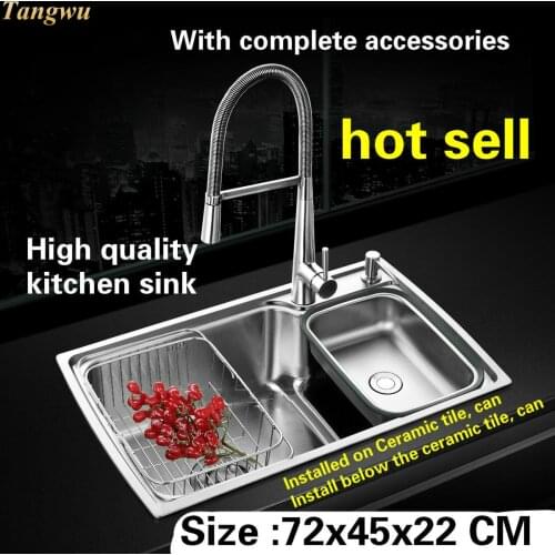 Tangwu The kitchen sink is multi-function 1 mm thick 304 stainless steel integral stretching large single groove 72x45x22 CM