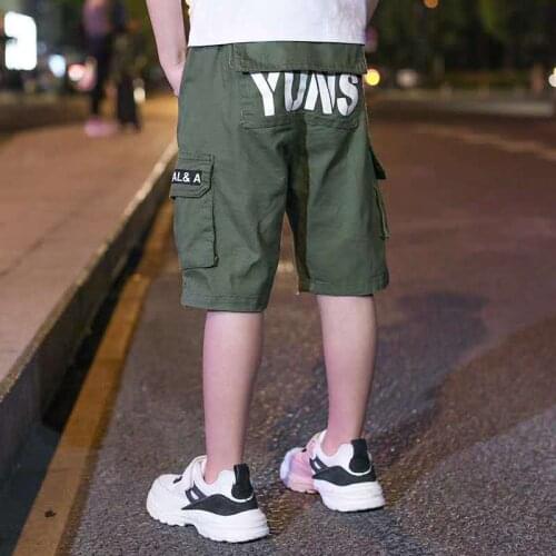 Summer boys' shorts, new medium and big childrens thin cropped pants overalls, childrens summer loose and trendy boy clothes