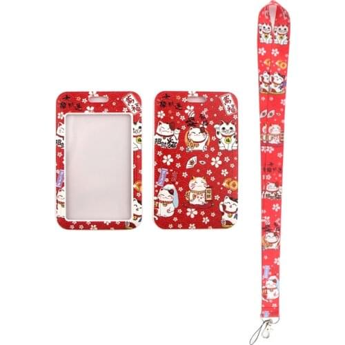 MD390 DMLSKY Cartoon Cat Animals Card Holder Keychain Lanyards for keys Badge ID Mobile Phone Rope Gifts