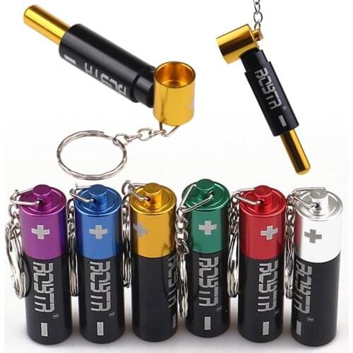 Creative Battery Shaped Tobacco Pipes Portable 82mm Metal Cigarette Pipe for Smoking Weed Herb with Keychain Pendant Mens Gift