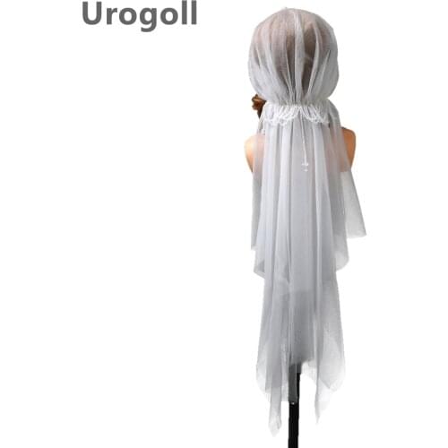 Trendy Bridal Wedding Veil Wedding Accessories Gauze Wedding Vintage Lace Hat Veil Pearl Crystal Headdress Veil For Women Party