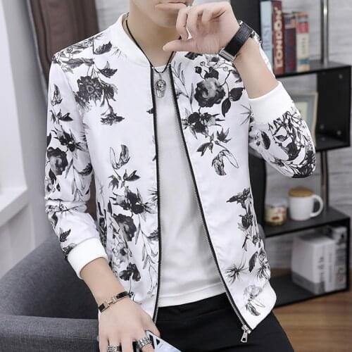 Mens Jacket Floral Printing Bomber Jacket Coat Men Fancy Streetwear Mens Windbreakers Flower Outerwear Plus Size M-6XL