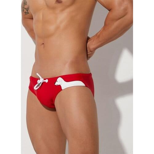 Mens Sexy Swimming Trunks Fashion Print Small Triangle Swim Trunks Hot Spring Beach Pants Swimming Surfing