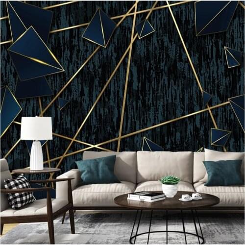 Custom 3D Abstract Geometric Diamond Modern Simple Navy Blue Background Mural Wallpaper 3D Living Room Bedroom Wall Paper 3D