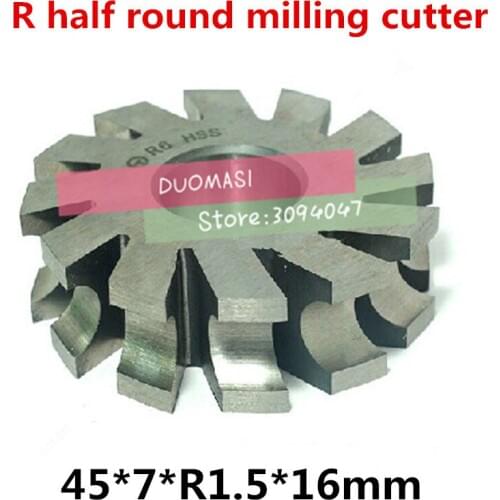 R1.5 45*7*R1.5*16mm Inner hole HSS Concave Radius Milling Cutters R half round milling cutter Free shipping