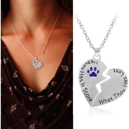 Broken Heart Paw Pendant Necklace Heaven Has Been In Store What You Has Lost Dog And Cat Claw Prints Pets Jewelry Love Gifts