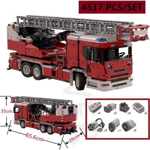 Buildmoc Engineering Transport Vehicle MOC-60361 Scania L Fire Engine RC Building Blocks DIY Bricks Toys For Kids Birthday Gifts