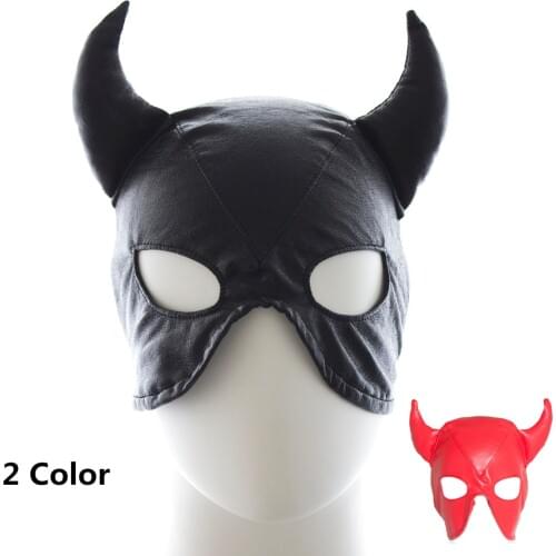 Sexy Leather Hood Mask For Men Women Bull Cosplay Couples Flirting Halloween Role Play,Intimacy Goods Erotic Costumes For Sex