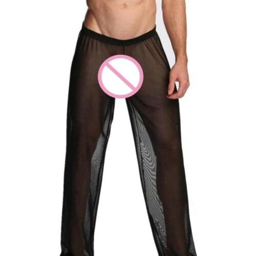 Sexy Mens Sheer See Through Leggings Fitness Long Johns Hot Exotic Pants Bottoms Underwear Fetish Lingerie for Him Dance Wear