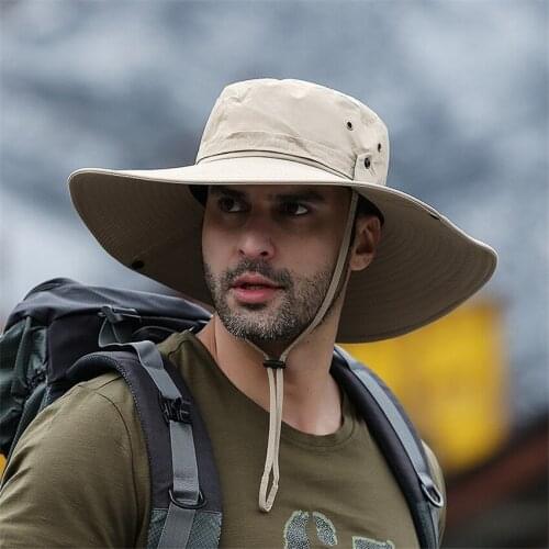 Outdoor Mens Fishing Hat Wide Brim Breathable Fishing Hats UV Protection Foldable Military Hat Climbing Summer Hats Caps