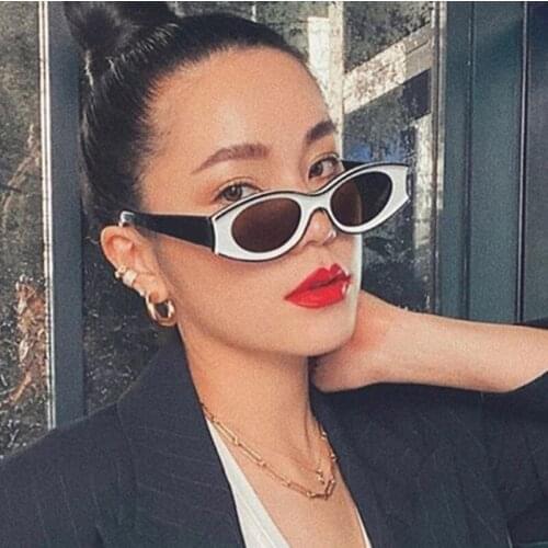 2020 New Luxury Small Oval Sunglasses Women Fashion Brand Designer Sunglasses Vintage Ladies White Black Shades Oculos