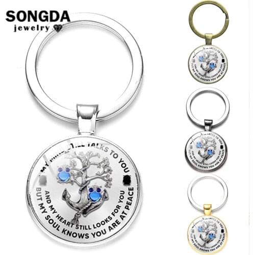 SONGDA Hummingbirds Art Tree Of Life Key Chain Convex Glass Pendant Keychains for Women Key Ring Fashion Couple Jewelry Gift