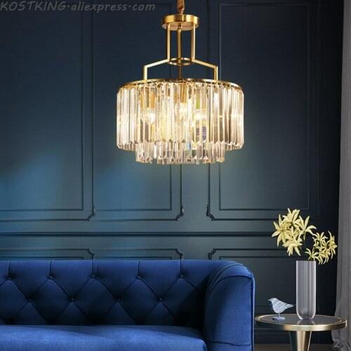 Modern minimalist chandeliers for living room crystal chandelier dining room ceiling chandelier lighting fixtures copper lustres