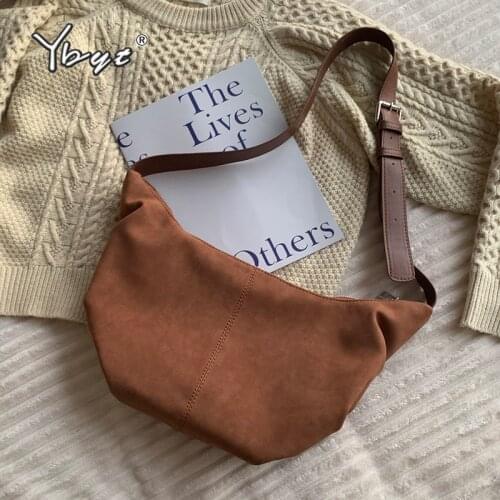 Nubuck PU leather Crossbody Bags For Women Solid Color Vintage Shoulder Bag Large Capacity Luxury Handbags Women Bags Designer