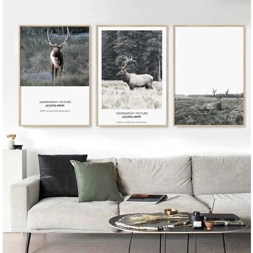 Grassland Forest Animal Deer Picture Canvas Painting Art Print Poster Mural Family Bedroom Wall Living Room Home Decoration