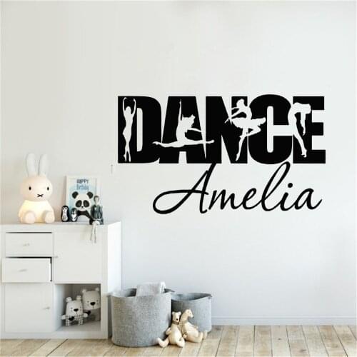 Creative Design DANCE Text Ballet Personlised Dancer Vinyl Interior Art Home Decor Girls Room Decals Dancing Studio Mural PW500