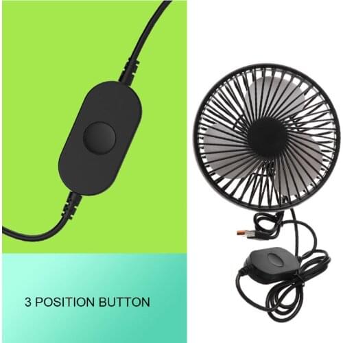 Universal 5V 360 Degree Rotation Adjustable Angle Car Air Vent USB Fan 3 Speed Electric Air Blower Cooling Fan with ON OFF